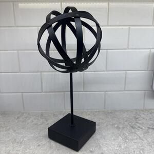 Black Metal Armillary Sphere –  Celestial Decor on Stand. 17” x 6 in”